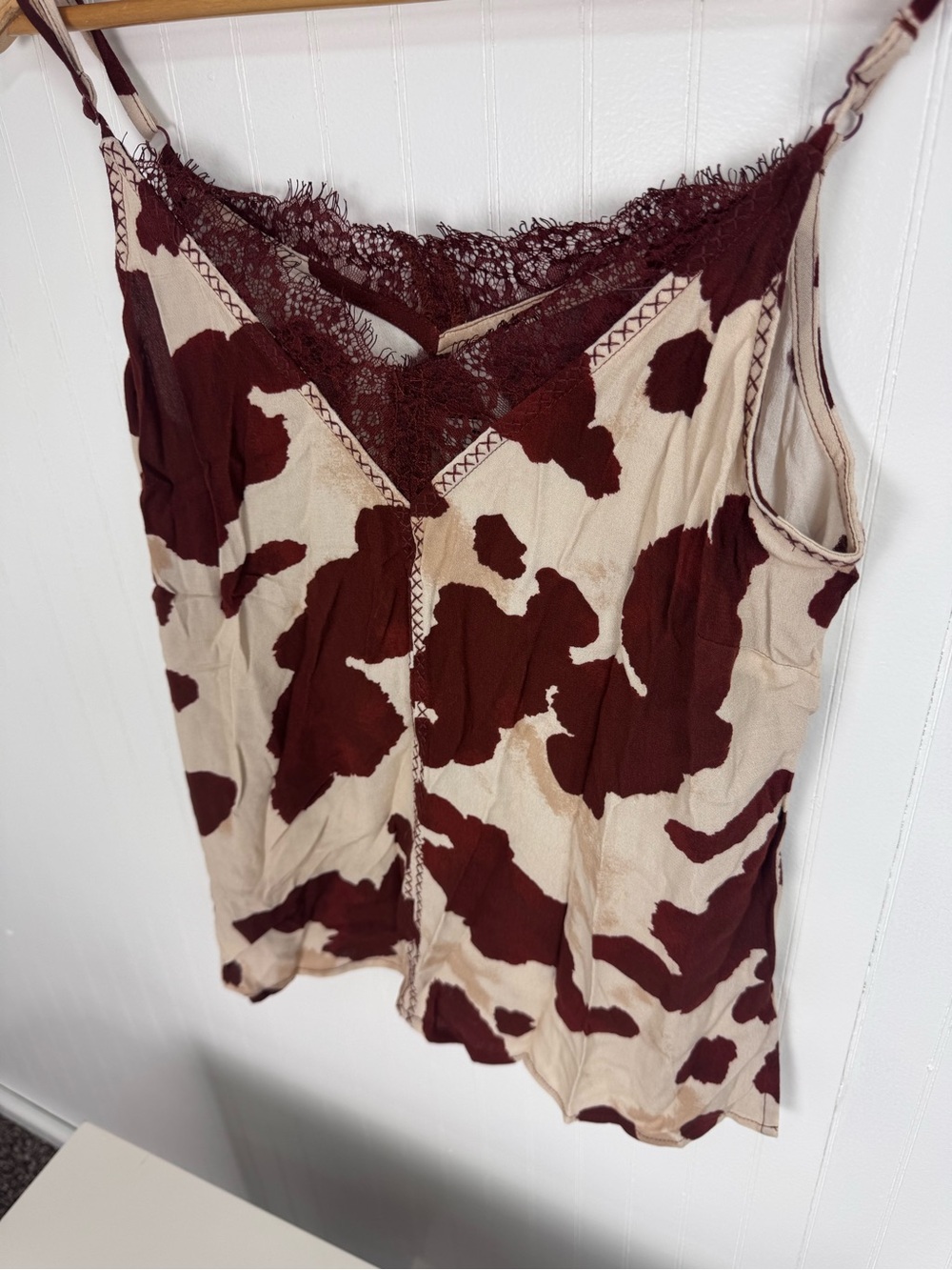 Idyllwind Fueled by Miranda Lambert Brown Cowprint with Lace Tank Top NWT